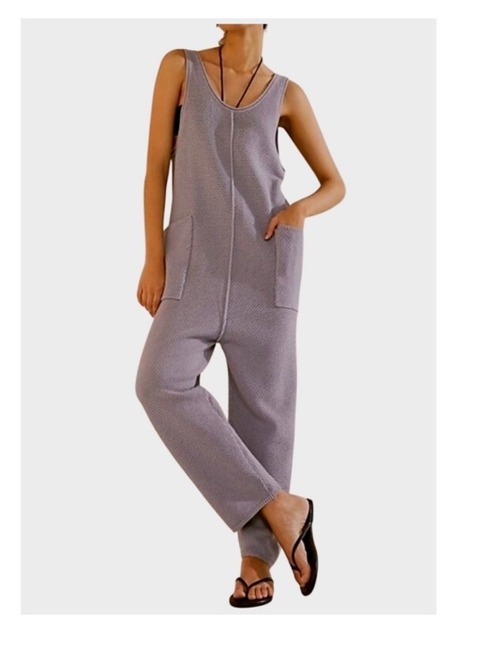 Free People Pants - NWT Free People FP Beach Hailee Sweater Jumper Purple Cotton Jumpsuit XS Relaxed